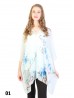 Plum Blossom Print Chiffon Top W/ Pearl Buttons